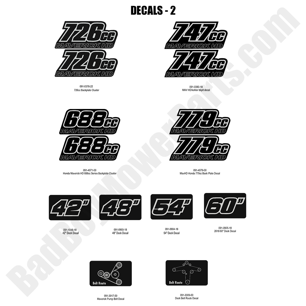 3122 - Bad Boy Mower Parts Lookup > 2023 > Maverick HD > Decals - 2